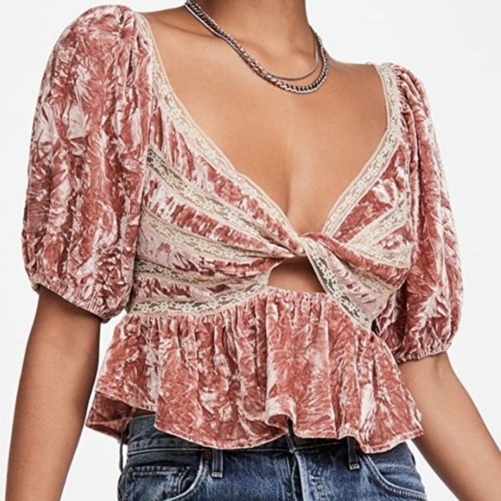 Free People Yours Truly Velvet Top Size Small NWT - Picture 3 of 11